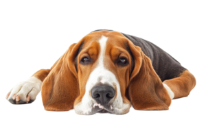 Beagle resting peacefully on a soft surface png