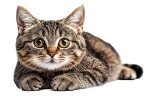 Cute tabby cat resting on a transparent background png