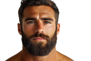 Man with beard and intense gaze in clear background png