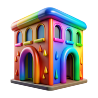 impressive contemporary Melting Rainbow Building Cutout with Bright Colors high resolution png