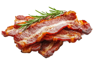 crujiente tocino rebanadas adornado con Fresco Romero png