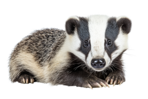 Badger resting on white background in natural pose png