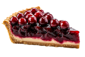 Cherry pie slice with creamy filling and glossy topping png