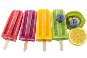 Colorful fruit popsicles on a white background png