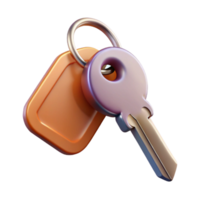 magnificent contemporary Metal Key with Tag Floating Angled View Transparent png