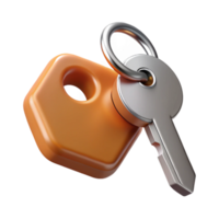 extraordinary minimalist Metal Key with Tag Floating Angled View Transparent original png
