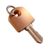 stunning abstract Metal Key with Tag Floating Angled View Transparent detailed png