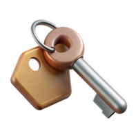 magnificent rustic Metal Key with Tag Floating Angled View Transparent authentic png