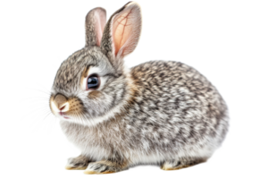 Cute gray rabbit with soft fur in a playful pose png
