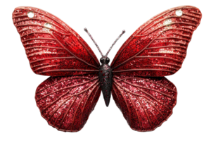 Red butterfly with sparkling wings, clear background png