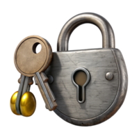 impressive rustic Metal Lock and Key Vintage Style Cutout Element png