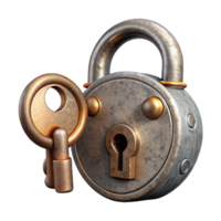 stunning rustic Metal Lock and Key Vintage Style Cutout Element professional png