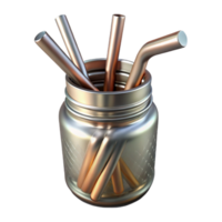 beautiful rustic Metal Straws in a Glass Jar Transparent Background high resolution png