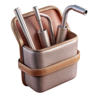 magnificent minimalist Metal Straws with Carrying Case Isolated on Transparent Background original png