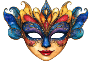 Colorful decorative mask featuring intricate designs png