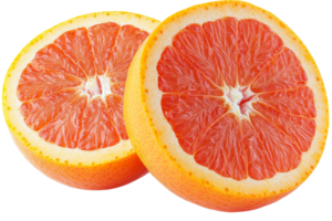 Freshly cut grapefruit halves on transparent background png