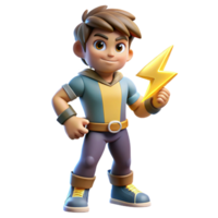 stunning creative Metaverse Character Power Lightning Bolt Transparent Background exclusive png