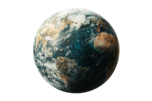 Detailed view of Earth with transparent background png