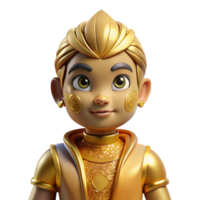 elegant traditional Metaverse Character Skin Golden Texture Transparent Background premium png