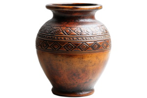 Decorative pottery vase with intricate patterns png
