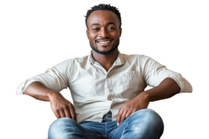 Young man smiling casually in relaxed setting png