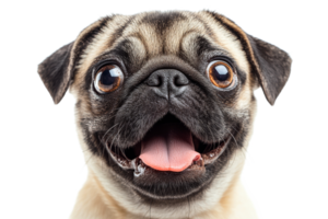 Happy pug with large eyes and a joyful expression png