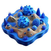 elegant abstract Microbial Landscape Blue Topography Isolated authentic png