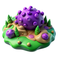 vibrant abstract Microbial Landscape Purple and Green Topography Isolated Element original png