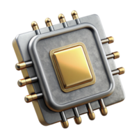 magnificent creative Microchip with Gold and Silver Contacts Cutout original png