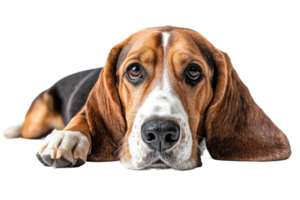 Beagle lying down on a transparent background png