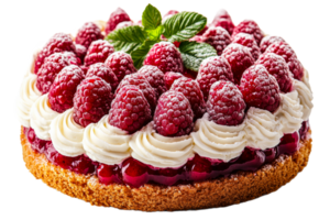 Fresh raspberry cake with whipped cream topping png