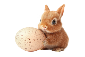Bunny with a speckled egg on a clear background png