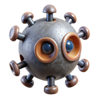 vibrant contemporary Microscopic Nanobot Closeup Front View Isolated Element original png