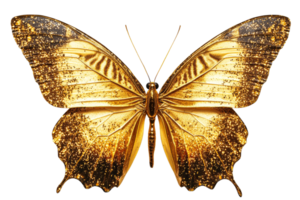 Golden butterfly with sparkles on transparent background png