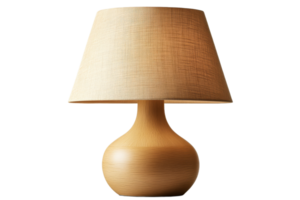 Wooden lamp with simple shade, transparent backdrop png