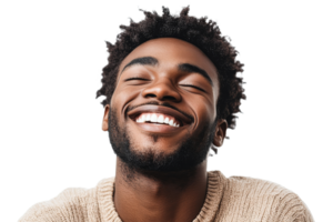 Young man smiling brightly with joyful expression png