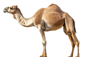 Camel standing against a transparent background in daylight png