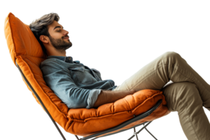 Man relaxing in stylish chair with a modern design png