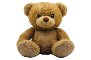 Soft teddy bear sitting on a transparent background png
