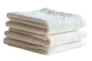 Soft white towels neatly stacked for a clean look png
