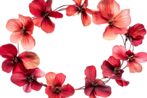 Delicate red flowers arranged in a circular pattern png