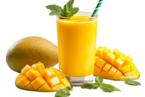 Fresh mango smoothie with mint on transparent background png