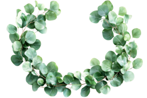Elegant green leaves arranged in a circular design png