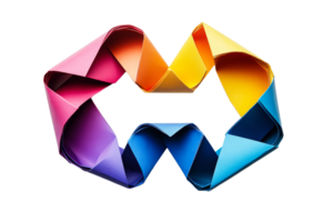Colorful paper ribbon shape with smooth curves and twists png