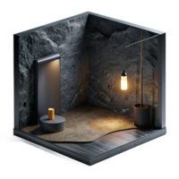vibrant creative Minimalist Black Room Single Light Isolated high resolution png