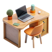 serene rustic Minimalist Desk with Laptop and Mouse Cutout original png