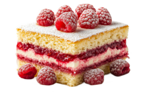 Delicious raspberry layer cake with cream and berries png
