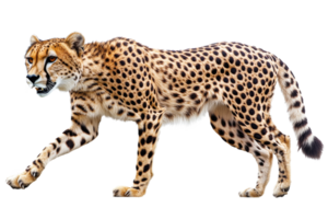Cheetah walking with grace on a transparent background png