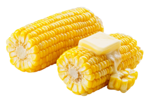 Fresh corn on the cob with melting butter png