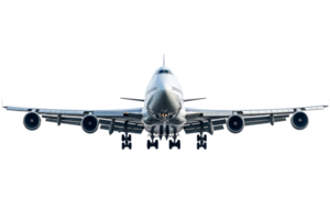 Large aircraft landing on runway with clear background png